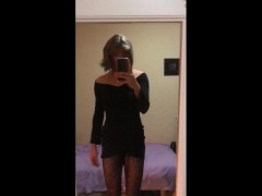 Just me rubbing my cock in a Black Tight Dress - CD