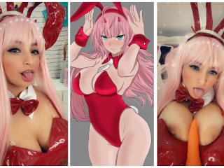 Zero Two Bunny Cosplay Sexy Girl Dirty Talk Joi Jerk Off Instructions Playing With Her Carrot Anal