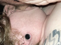 Tattooed PAWG SpiderMitten squished & upside-down throating Cock & sucking balls Fat Girl BBW 