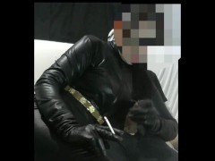 Smoking fetish wife in leather gloves causes cum explosion
