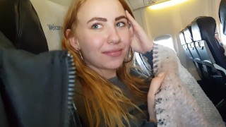 Natural Tits Handjob And Blowjob On A Public Airplane
