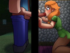 Minecraft Horny Craft #4 Big Dick Sloppy Blowjob through Glory Hole