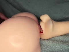 Different cum in mouth with two SexToys