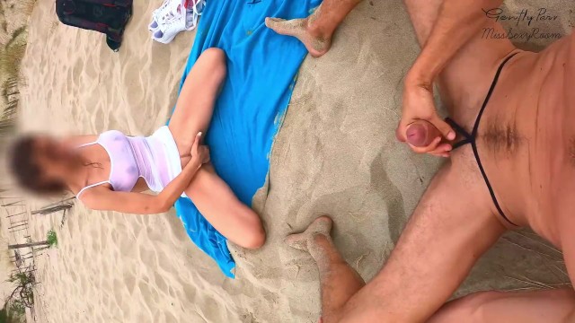 Horny couple fuck each other after masturbating together on a nude beach (GentlyPerv)