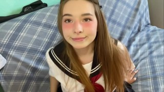 Uniform Cute Japanese Schoolgirl Touches Your Cock And Blushes