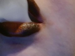 EXTREME smoking with black and orange lipstick