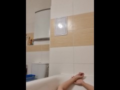 Teasing with my petite body in the bath