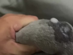 Stroking my MORNING WOOD with PRECUM and a BIG CUMSHOT in my boxers 