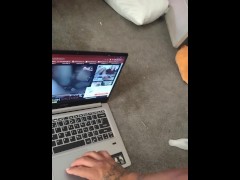 Hot Guy Watching Transexual Porn While Stroking His Cock