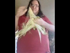 Sean fucks his ass with corn