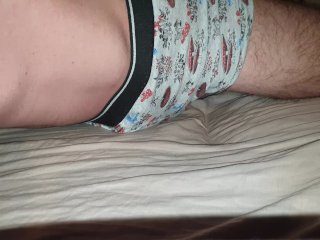 Humping Bed In Underwear, Thick Cumshot InBoxers