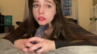 While Deepthroating Your Cock A Hot Brunette Messes Up Her Makeup