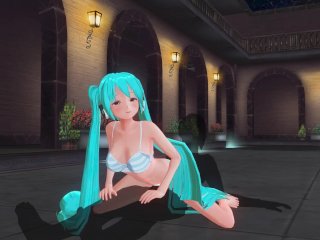 3D Hentai Miku In A Swimsuit Rides A Dick Near The Pool