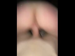 POV Blond slit wakes me to reverse cowgirl.
