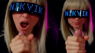 Yberpunk Girl Sucks All The Cum Out Of Her Fan Greedily