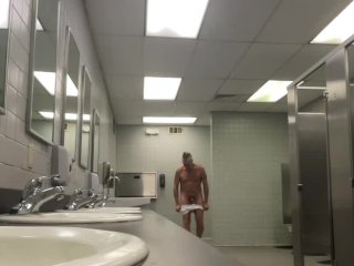 Walked Into Public Restroom In Only Underwear And Stripped. You Can Hear Two Guys Talking Outside