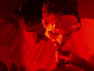 Slutty Halloween Night. Hot Deep Blowjob From A Bearded Imp. Cum On Face