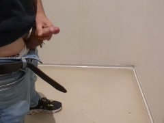 CumShot: Moaning and jerking off in public restroom