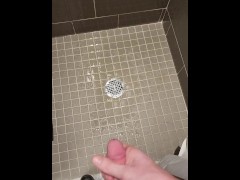 Powerful piss in the shower at work