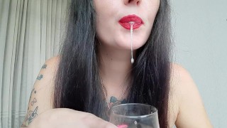 Yes, you nasty boy, you'll be drinking Mistress's spit cocktail. All ugly boys deserve spitting