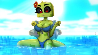 Visual Novel Loveskysanhentai's Minecraft Horny Craft Part 15 Swimsuit Creeper