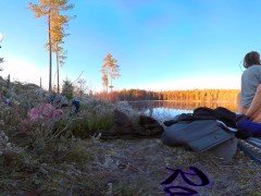 Sex on a reindeer skin next to a forest lake - RosenlundX - VR 360 - 5