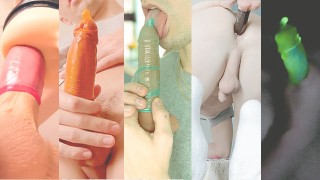 Horny Fucking My A In A Condom With Dildo Cum