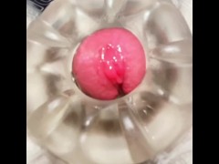 Slowmo fucking Fleshlight Quickshot from up-close ended with a cumshot