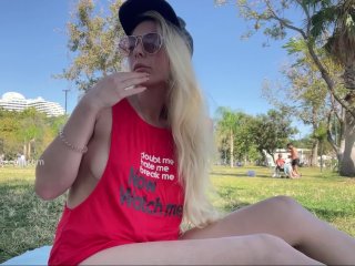 Anastasia Ocean Bared Her Breasts While Walking_in the Park, Naked Tits in a PublicPlace