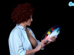 Big Tits MILF Ryan Keely Cosplay As Bob Ross Gets Horny During Painting Tutorial