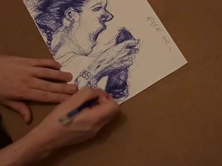 Sensual Finish with Mouthful of Cum - Ballpoint Pen Freeflow_Sketch Full HD_Timelapse [Artwork#3]