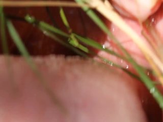 Sexy Mouth, Tongue And Throat Tease With Blade Of Grass