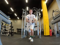 horny boy in the gym with hard cock