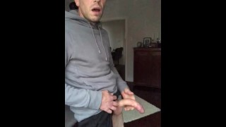 Guy Jerks Off Curved Cock And Cums
