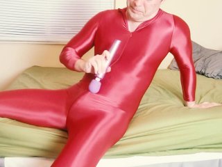 Spandex Boy Masturbating With Vibrator In Zentai Suit