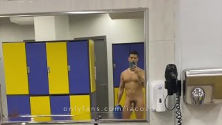 Gym Iacovos Flaunting His Ass And A Large Hairy Soft Cock In A Public Greek Gym Locker Room