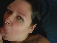Tattooed and Pierced BBW Latina Sucks White Cock Dougie