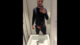 Toilet Horny Jerks Off In The Office Toilet