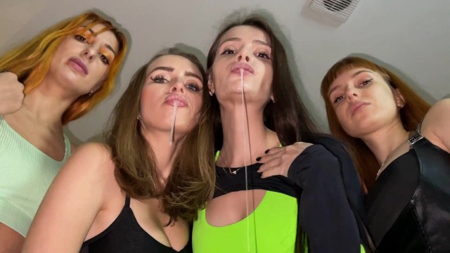 640px x 360px - Dominant Foursome Girls Spit on you - Close up POV Spitting Humiliation -  Pornhub.com