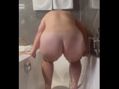 Filling up ass in shower