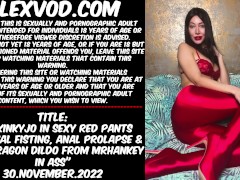 Hotkinkyjo in sexy red pants self anal fisting