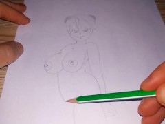 Cartoon girl shows her body