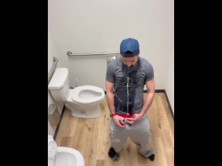 self piss in public bathroom