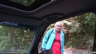 Old Hitchhiking 80-Year-Old Blonde Granny On His Dick