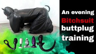 Femdom Bitchsuit Slave Butt Plug Training mistress leather bitch suit mommy milf step mom orgasm