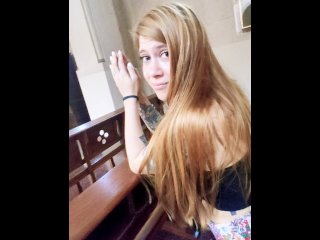 Horny Girl Touching Herself In Church