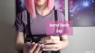 Sissy Putting On A Chastity Cage Inverted