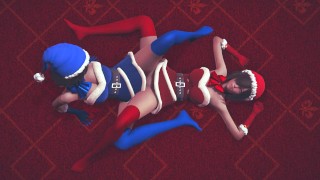 Animation Girls Dressed Up For Christmas Rub Their Pussies And Cum