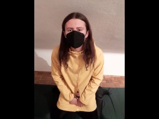 Trans Schoolgirl Masturbates In Yellow Rainwear 😛