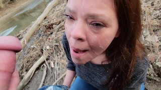 Big Cock Hot MILF Gets A MASSIVE Facial After An Outdoor Blowout And She Adores It